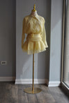 YELLOW MINI DRESS WITH A FLOWER BELT