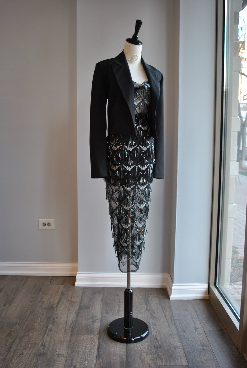 CLEARANCE - BLACK SHEER AND CRYSTALS SET