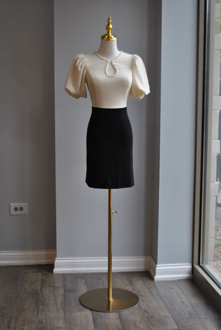 BLACK AND GOLD LACE COCKTAIL DRESS