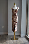 BURGUNDY MULTY MIDI COCKTAIL DRESS