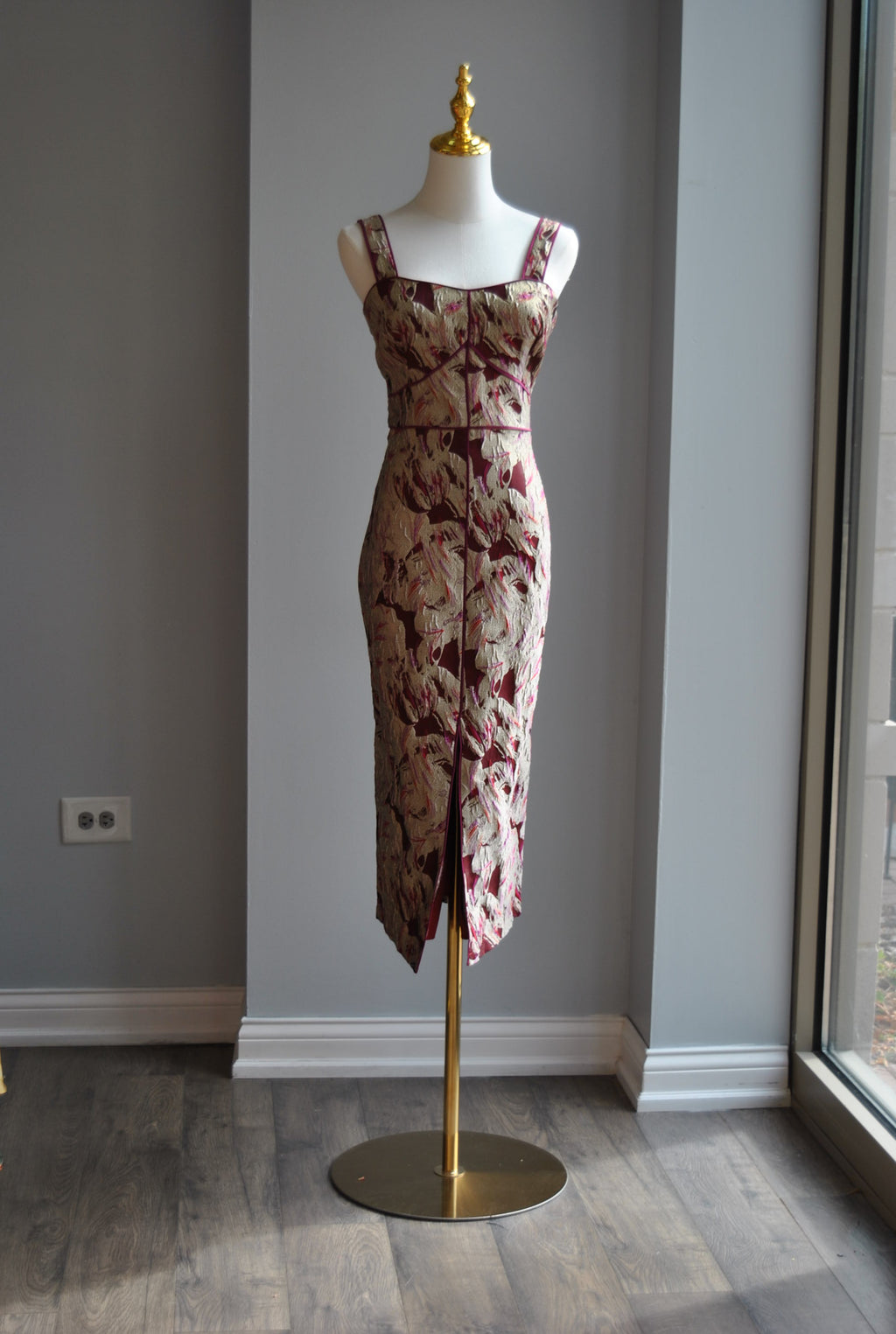 BURGUNDY MULTY MIDI COCKTAIL DRESS
