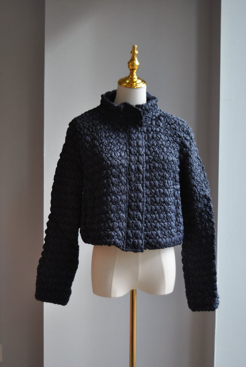 NAVY BLUE CROPPED PRE-FALL JACKET