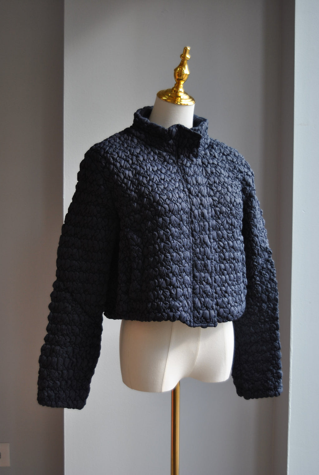 NAVY BLUE CROPPED PRE-FALL JACKET