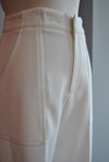 WHITE HIGH WAISTED FLAIR PANTS WITH SIDE PACKETS