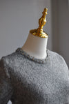 GREY SWEATER WITH SHORT SLEEVES AND CRYSTALS