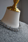 GREY SWEATER WITH SHORT SLEEVES AND CRYSTALS