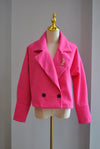 PINK PLAID DOUBLE BREASTED BLAZER