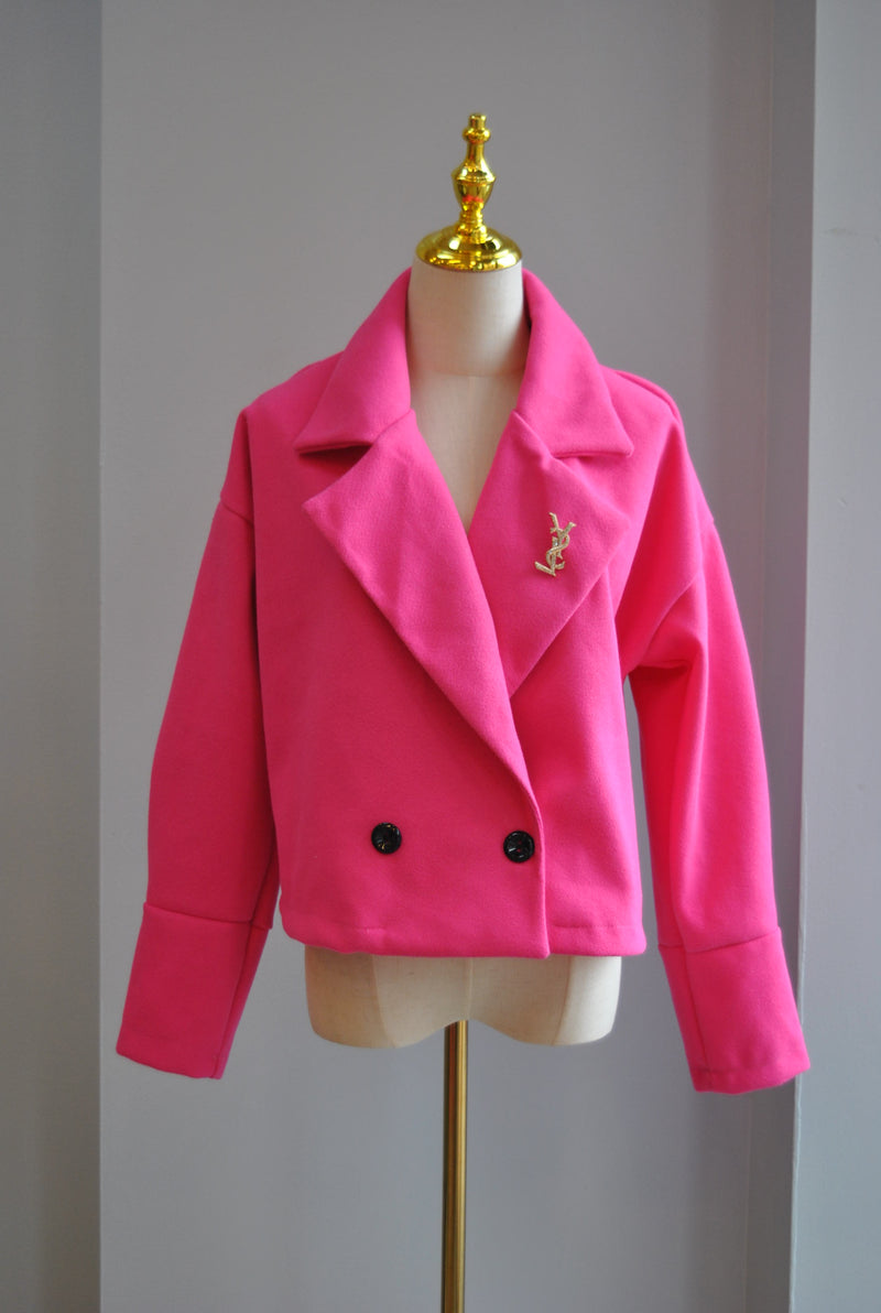 FUCHSIA PINK CROPPED SPRING JACKET