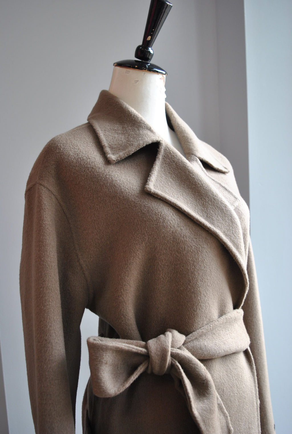 TAUPE WOOL WRAP OVERSIZED FALL COAT