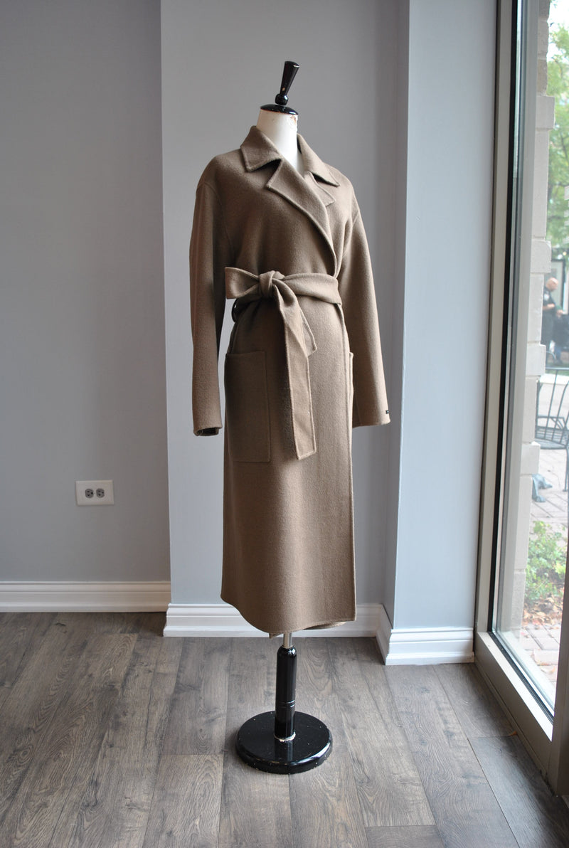 TAUPE WOOL WRAP OVERSIZED FALL COAT