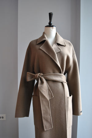 TAUPE WOOL WRAP OVERSIZED FALL COAT