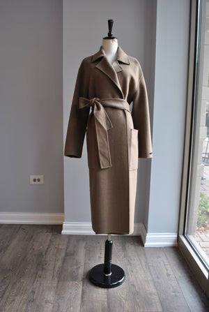 TAUPE WOOL WRAP OVERSIZED FALL COAT