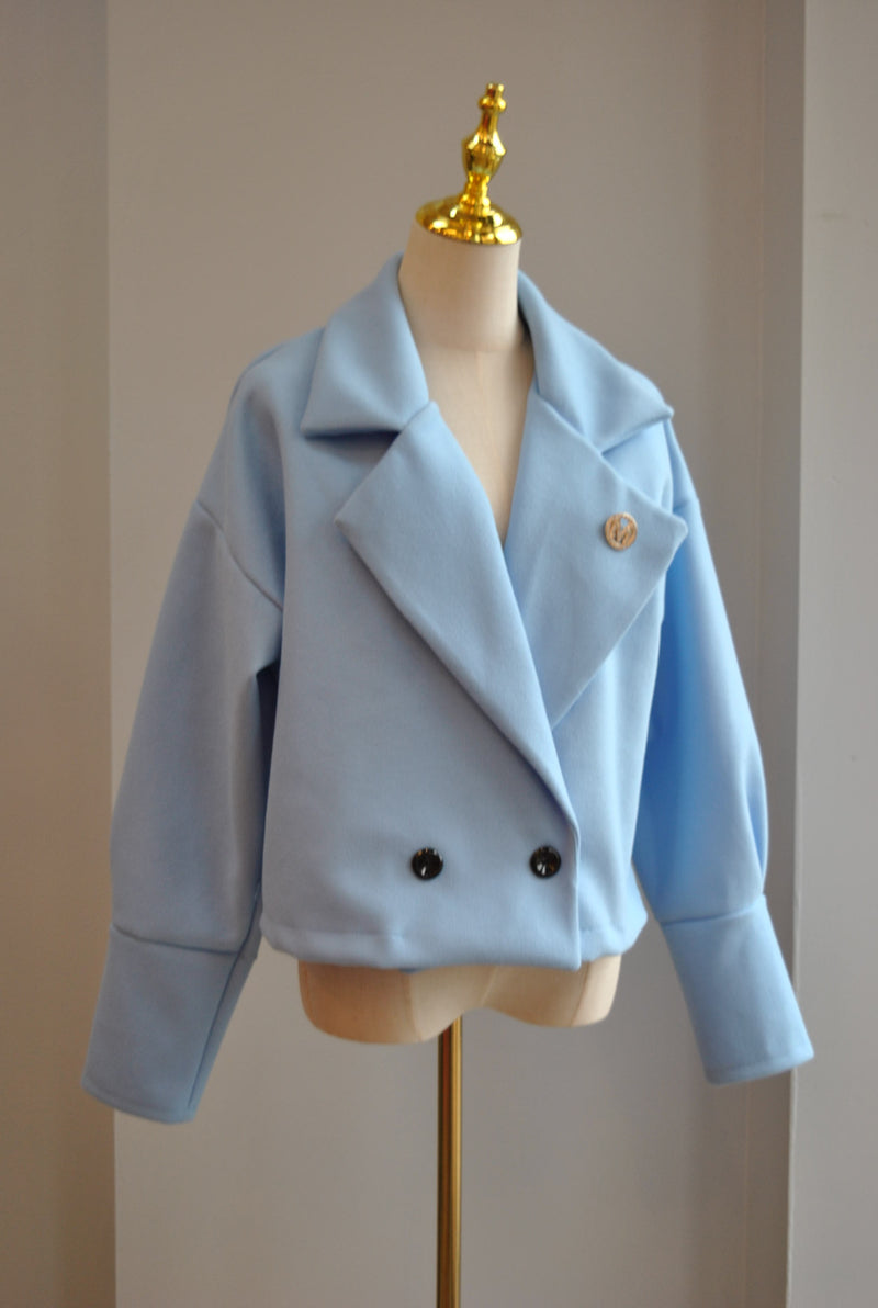 LIGHT BLUE SPRING CROPPED JACKET