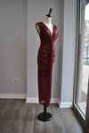 BURGUNDY SEQUIN MIDI PARTY DRESS