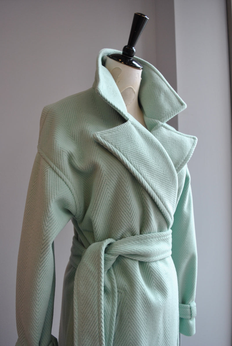 MINT SPRING OVERSIZED MIDI COAT WITH A BELT