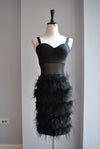 CLEARANCE - BLACK BANDAGE DRESS WITH FEATHERS