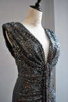 GUNMETAL SEQUIN MIDI PARTY DRESS