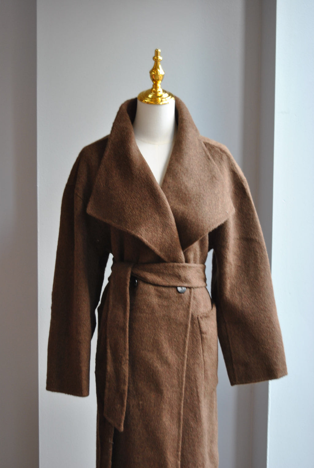 CHOCOLATE BROWN LONG WOOL COAT