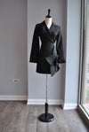 CLEARANCE - NAVY BLUE SILKY LONG DRESS WITH OPEN BACK AND SIDE SLIT