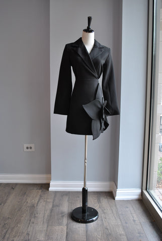 CLEARANCE - NAVY BLUE SILKY LONG DRESS WITH OPEN BACK AND SIDE SLIT