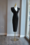 BLACK SIMPLE MIDI DRESS