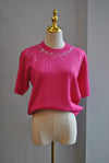 FUCHSIA PINK SWEATER TOP WITH CRYSTALS