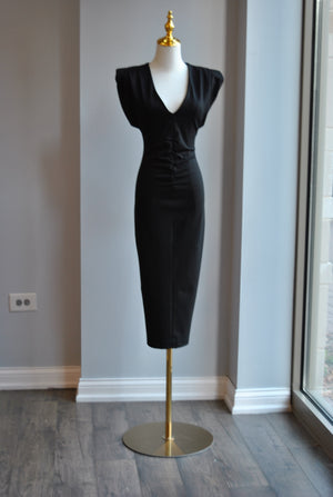 BLACK SIMPLE MIDI DRESS