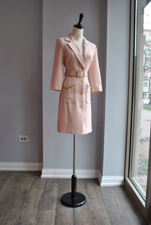 BLUSH PINK JACKET DRESS WITH A BELT