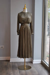 SAGE GREEN SILKY MIDI DRESS
