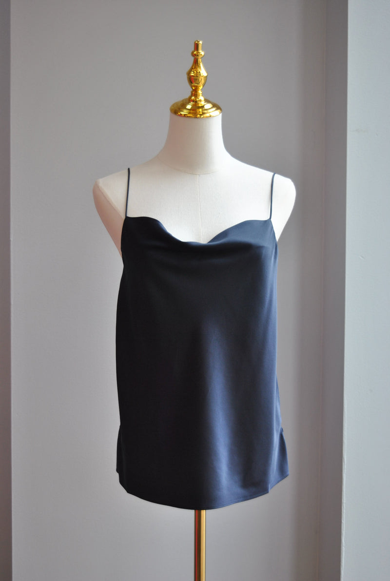 NAVY BLUE SILK CAMI