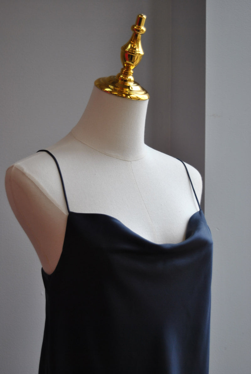 NAVY BLUE SILK CAMI