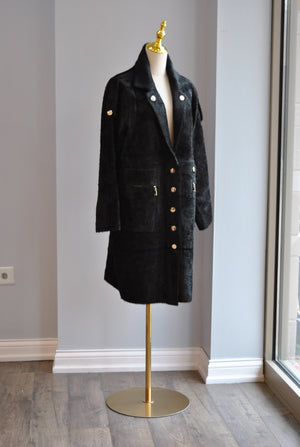 BLACK ALPAKA COAT WITH GOLD BUTTONS