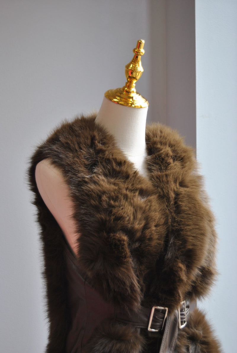CHOCOLATE BROWN FAUX FUR VEST