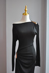 BLACK FIT ASYMMETRIC DRESS