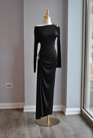 PLUM COLOR LONG DRESS WITH