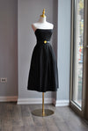 BLACK MIDI FIT AND FLAIR DRESS WITH SIDE POCKETS