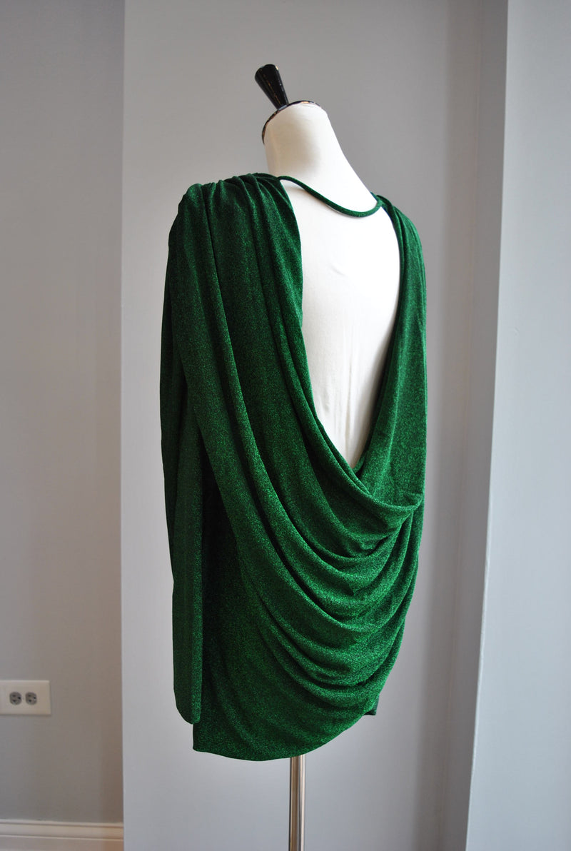 CLEARANCE - EMERALD GREEN PARTY MINI DRESS WITH OPEN BACK