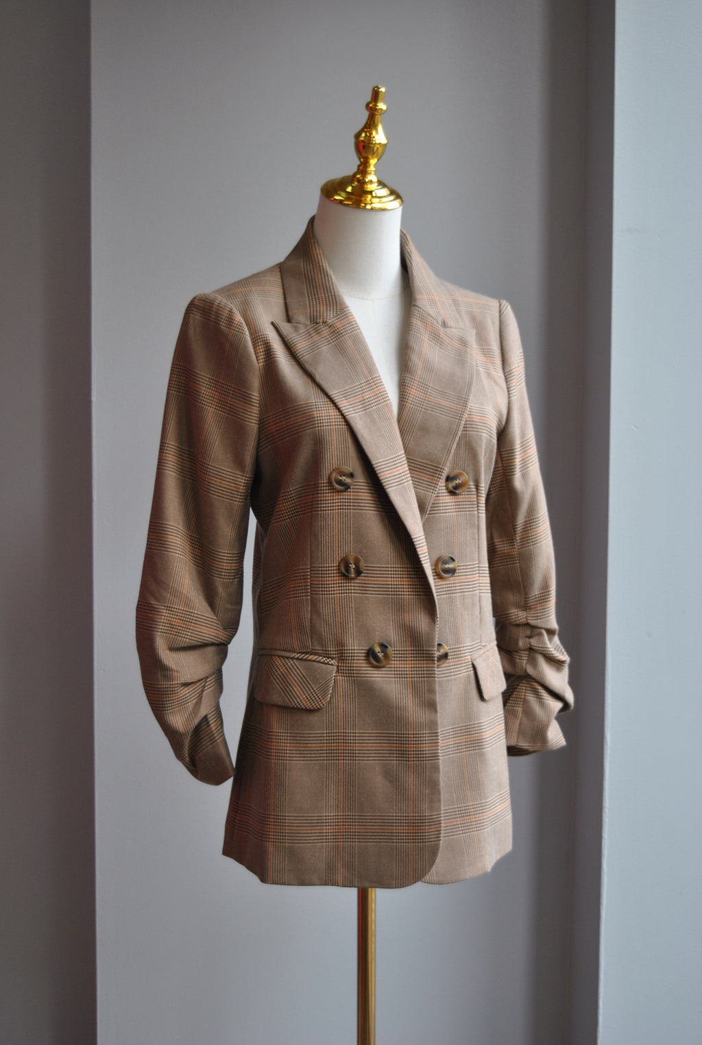 BROWN CHECK FALL BLAZER