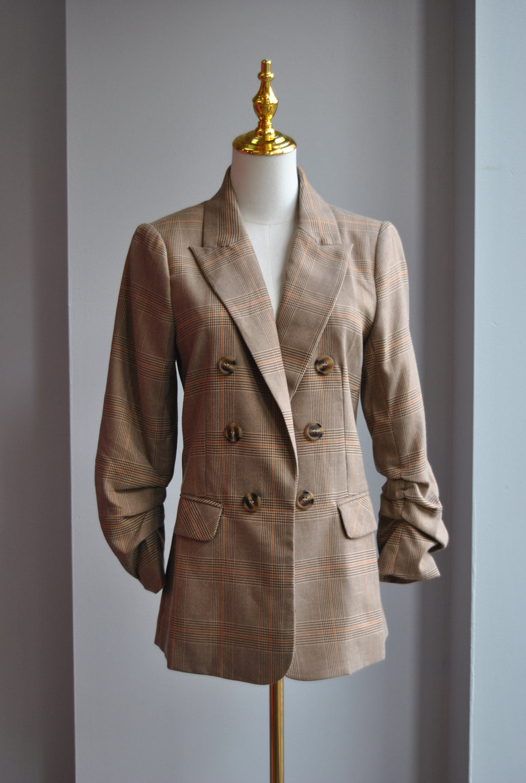 BROWN CHECK FALL BLAZER