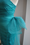 CLEARANCE - TEAL GREEN ASYMMETRIC COCKTAIL DRESS