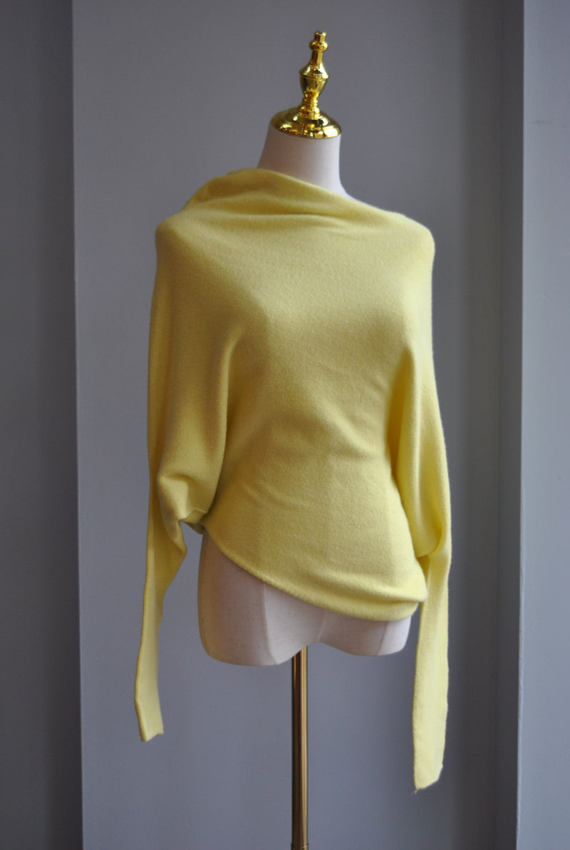 YELLOW ASYMMETRIC SWEATER TOP
