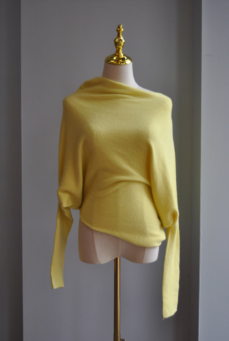 YELLOW ASYMMETRIC SWEATER TOP