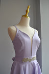 CLEARANCE - LAVENDER HIGH AND LOW DRESS WITH CRYSTAL BELT