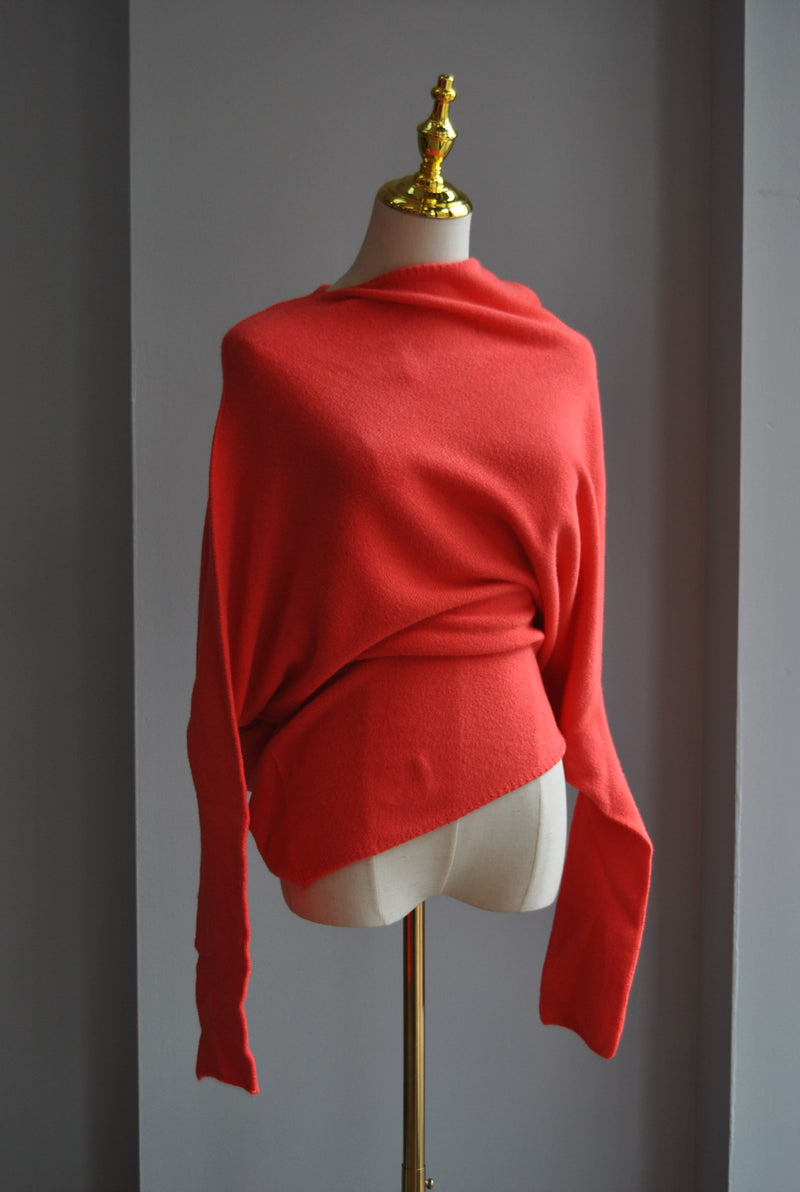 ORANGE ASYMMETRIC SWEATER SET
