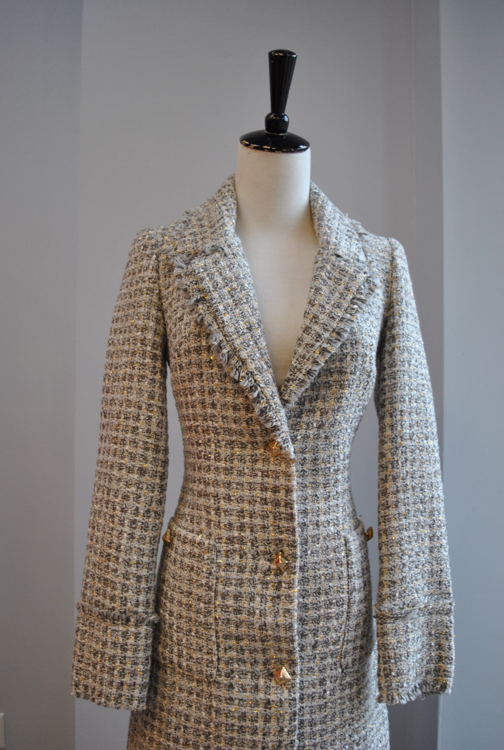 GREY AND GOLD TWEED COST