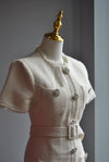 VANILLA TWEED MIDI DRESS WITH PEARLS BUTTONS