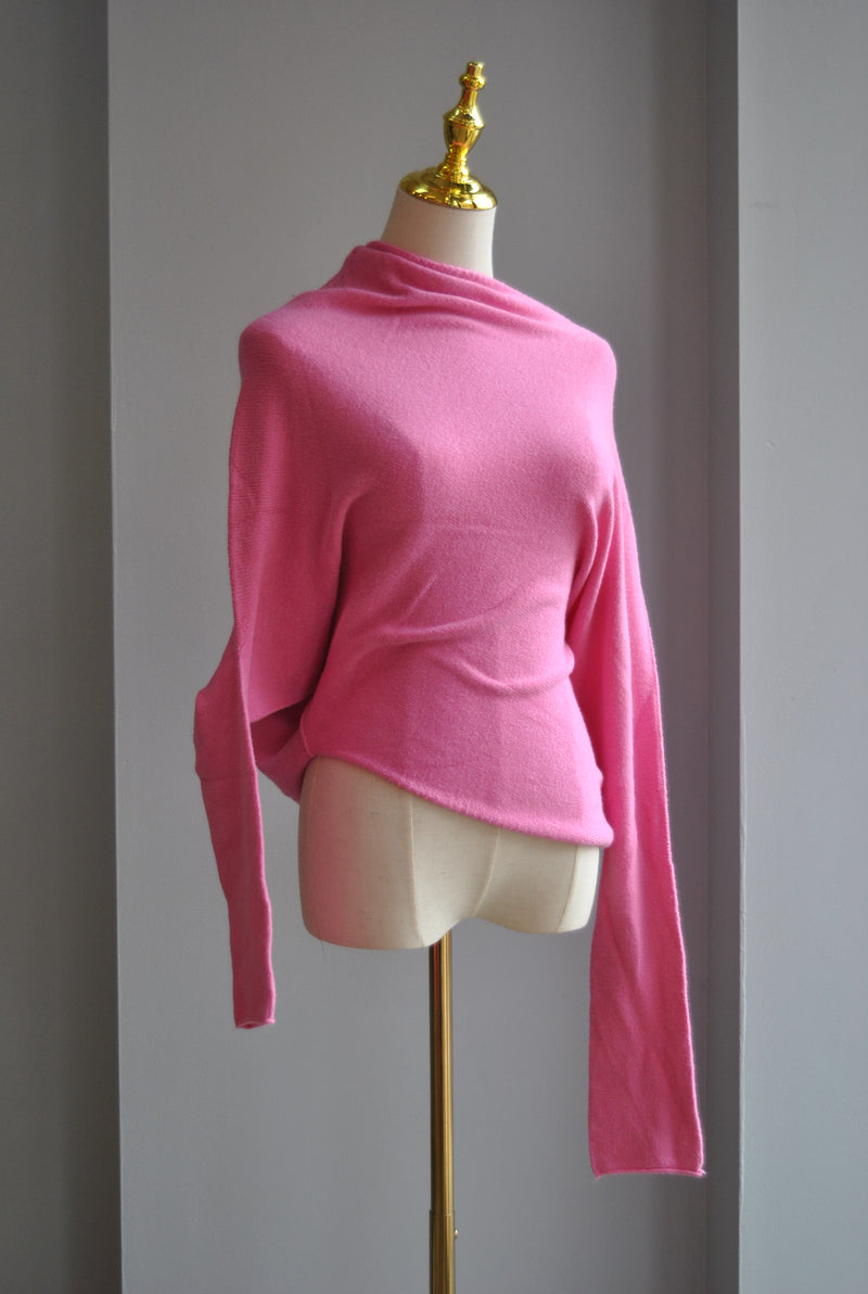 MAGENTA PINK ASYMMETRIC SWEATER TOP