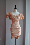 PEACH & GOLD MINI PARTY DRESS WITH RUFFLES