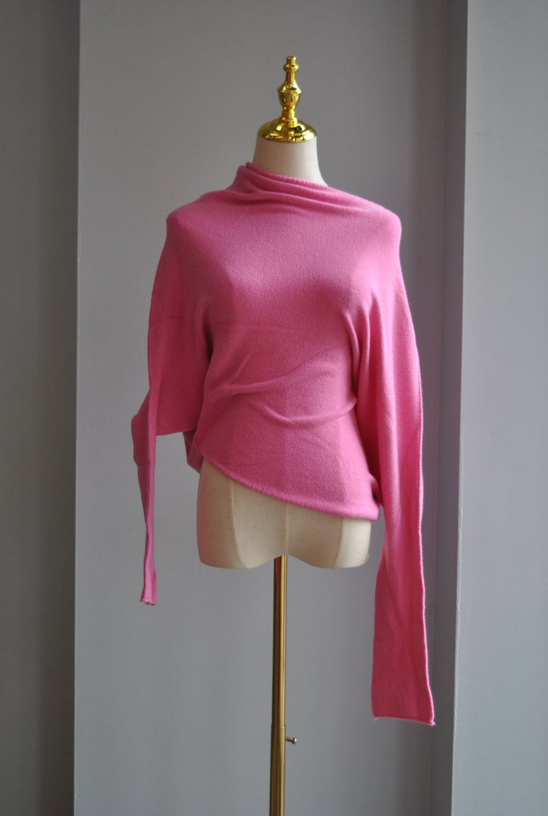MAGENTA PINK ASYMMETRIC SWEATER TOP