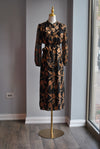 BLACK NAD GOLD MIDI DRESS WITH TIE WAIST